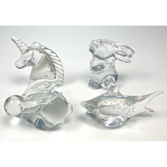 VTG Lot 7 Clear Glass Animal PAPERWEIGHTS Figurines 4" Fenton Great City Traders - Picture 3 of 10
